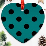 Polka Dots - Black on Teal Ornament (Heart)