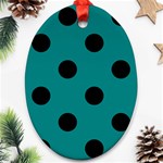Polka Dots - Black on Teal Oval Ornament (Two Sides)