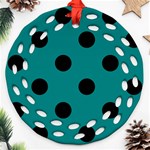 Polka Dots - Black on Teal Ornament (Round Filigree)