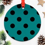 Polka Dots - Black on Teal Ornament (Round)