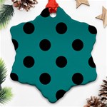 Polka Dots - Black on Teal Snowflake Ornament (Two Sides)