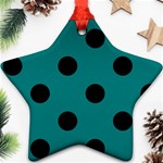 Polka Dots - Black on Teal Ornament (Star)