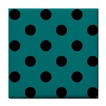 Polka Dots - Black on Teal Tile Coaster
