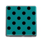 Polka Dots - Black on Teal Memory Card Reader (Square)