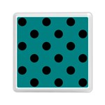 Polka Dots - Black on Teal Memory Card Reader with Storage (Square)
