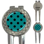 Polka Dots - Black on Teal 3-in-1 Golf Divot
