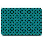 Polka Dots - Black on Teal Large Doormat