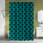 Polka Dots - Black on Teal Shower Curtain 48  x 72  (Small)