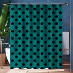 Polka Dots - Black on Teal Shower Curtain 60  x 72  (Medium)