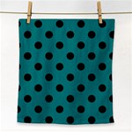 Polka Dots - Black on Teal Face Towel
