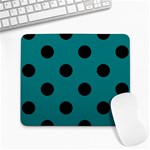 Polka Dots - Black on Teal Large Mousepad