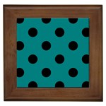 Polka Dots - Black on Teal Framed Tile