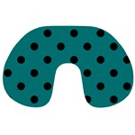 Polka Dots - Black on Teal Travel Neck Pillow