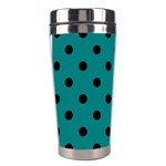 Polka Dots - Black on Teal Stainless Steel Travel Tumbler