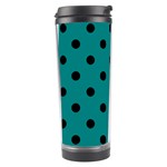 Polka Dots - Black on Teal Travel Tumbler