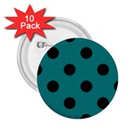 Polka Dots - Black on Teal 2.25  Button (10 pack)
