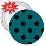 Polka Dots - Black on Teal 3  Button (100 pack)