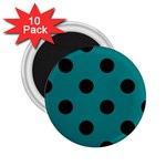 Polka Dots - Black on Teal 2.25  Magnet (10 pack)