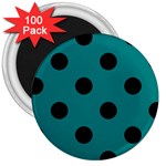Polka Dots - Black on Teal 3  Magnet (100 pack)