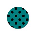 Polka Dots - Black on Teal Magnet 3  (Round)