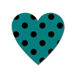 Polka Dots - Black on Teal Magnet (Heart)
