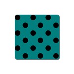 Polka Dots - Black on Teal Magnet (Square)