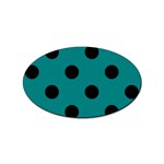 Polka Dots - Black on Teal Sticker Oval (100 pack)