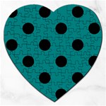 Polka Dots - Black on Teal Jigsaw Puzzle (Heart)