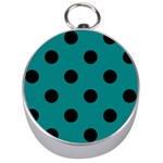 Polka Dots - Black on Teal Silver Compass