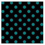 Polka Dots - Teal on Black Large Satin Scarf (Square)