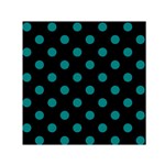 Polka Dots - Teal on Black Small Satin Scarf  (Square)