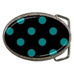 Polka Dots - Teal on Black Belt Buckle