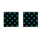 Polka Dots - Teal on Black Cufflinks (Square)