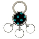 Polka Dots - Teal on Black 3-Ring Key Chain