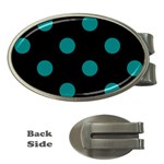Polka Dots - Teal on Black Money Clip (Oval)