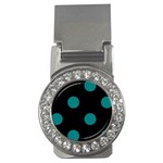 Polka Dots - Teal on Black Money Clip (CZ)