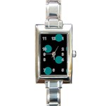 Polka Dots - Teal on Black Rectangle Italian Charm Watch