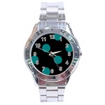 Polka Dots - Teal on Black Stainless Steel Analogue Watch
