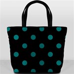 Polka Dots - Teal on Black Bucket Bag
