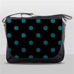 Polka Dots - Teal on Black Messenger Bag
