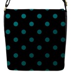 Polka Dots - Teal on Black Flap Closure Messenger Bag (S)