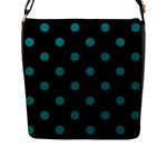 Polka Dots - Teal on Black Flap Closure Messenger Bag (L)