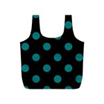Polka Dots - Teal on Black Full Print Recycle Bag (S)