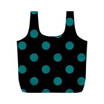 Polka Dots - Teal on Black Full Print Recycle Bag (M)