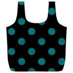 Polka Dots - Teal on Black Full Print Recycle Bag (XL)