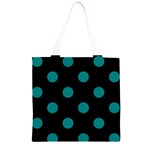 Polka Dots - Teal on Black Grocery Light Tote Bag