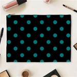 Polka Dots - Teal on Black Cosmetic Bag (XL)