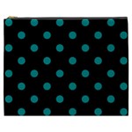 Polka Dots - Teal on Black Cosmetic Bag (XXXL)
