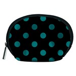 Polka Dots - Teal on Black Accessory Pouch (Medium)