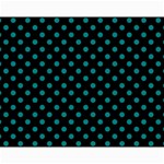 Polka Dots - Teal on Black Collage 11  x 14 